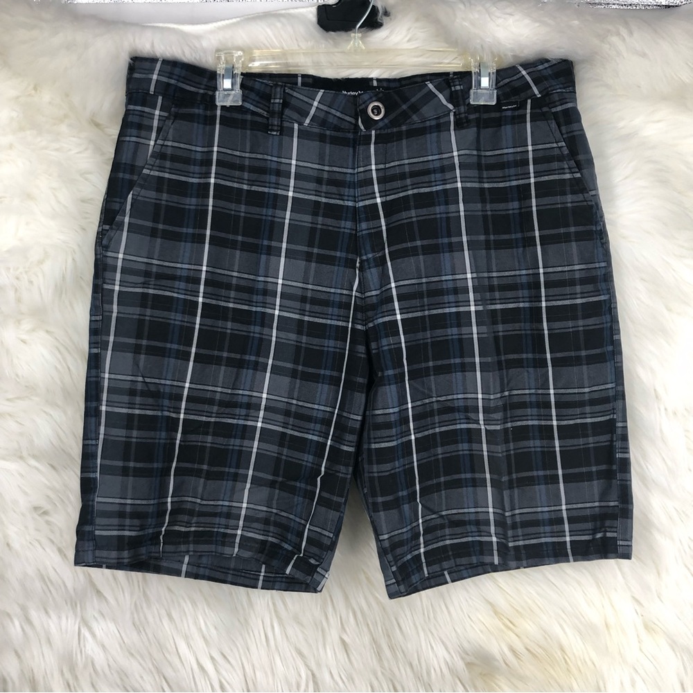 Men’s Hurley Shorts, Flat Front, Skater, Dark  Academia, Black & Grey SZ 36
